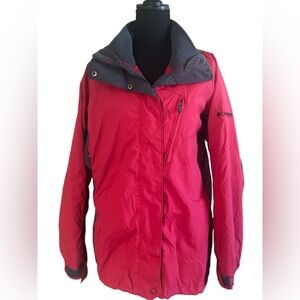 Columbia Vertex Red Gray Interchange 3-in-1 Waterproof Jacket Women’s Size Large